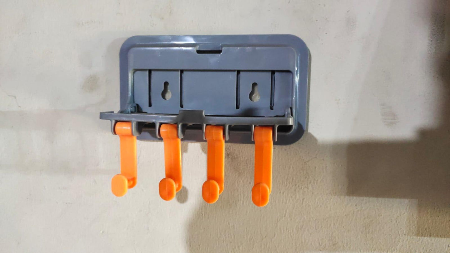 Wall Mounted Multipurpose Plastic Mobile Stand with 4 Hooks