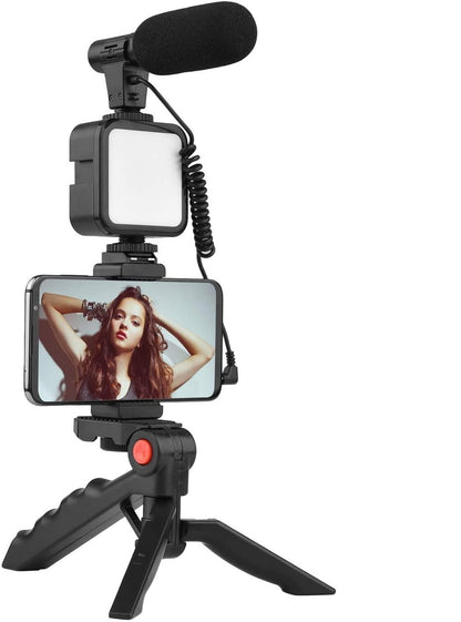 Video Vlogger Kit Microphone LED Fill Light Tripod for Phone Video kit Tripod Kit